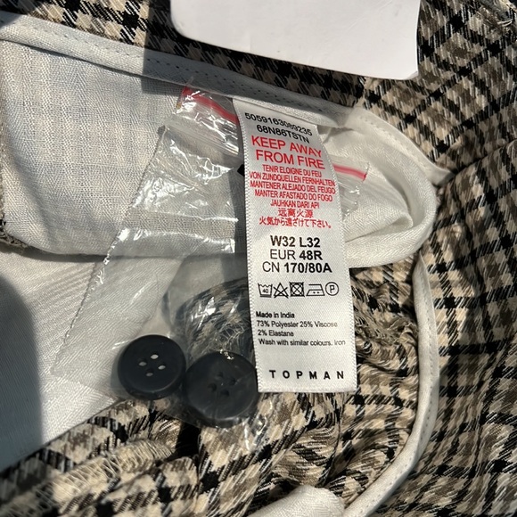 Men’s TOPMAN Super Skinny Pants W32 x L32 Black/Beige/White pattern NWT - Picture 9 of 9